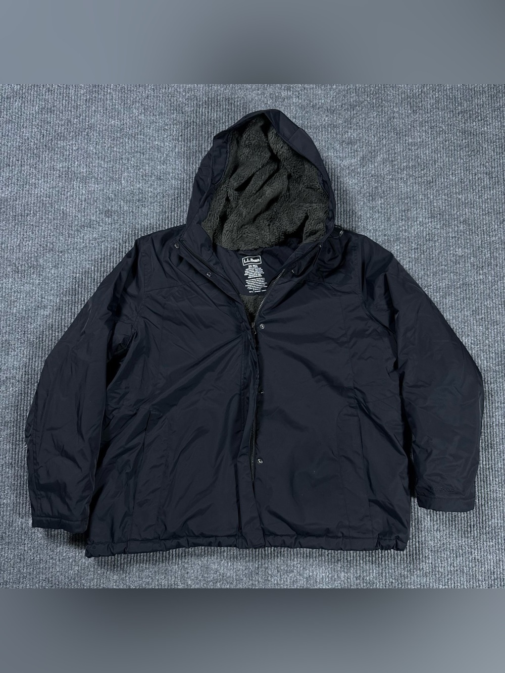 LL Bean Winter Warmer Jacket 2XL Sherpa Fleece Lined Coat Plus Size Black 271138